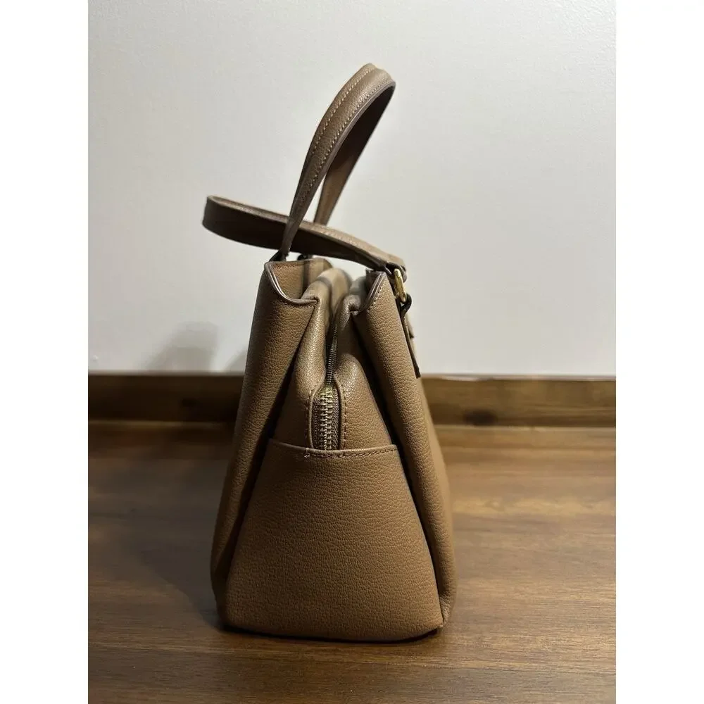 ORA DELPHINE SATCHEL PEBBLE LEATHER CAMEL TAN 12